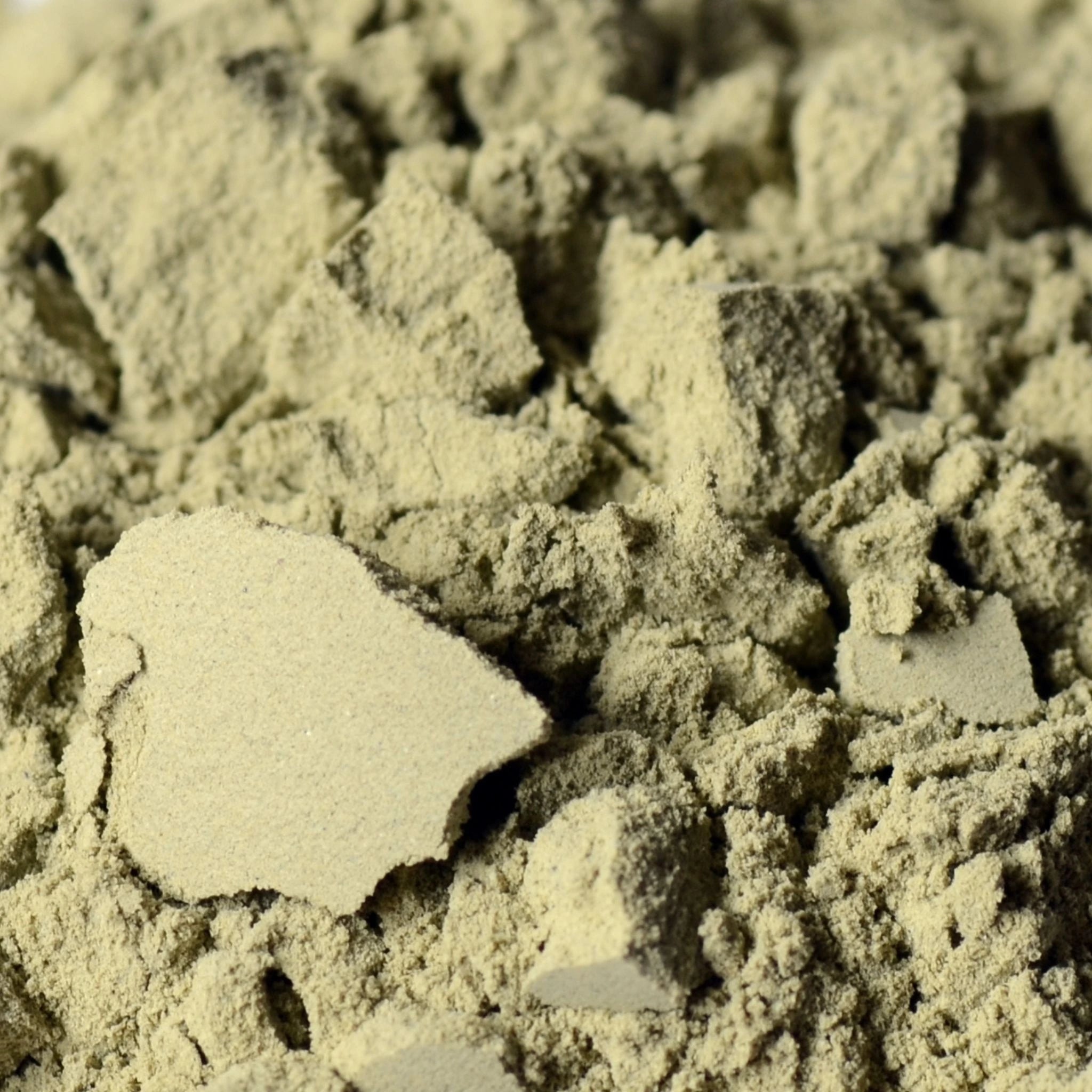 Finely milled Australian green clay powder, a detoxifying natural ingredient used to purify pores, absorb excess oil, and calm inflamed skin in clean skincare.