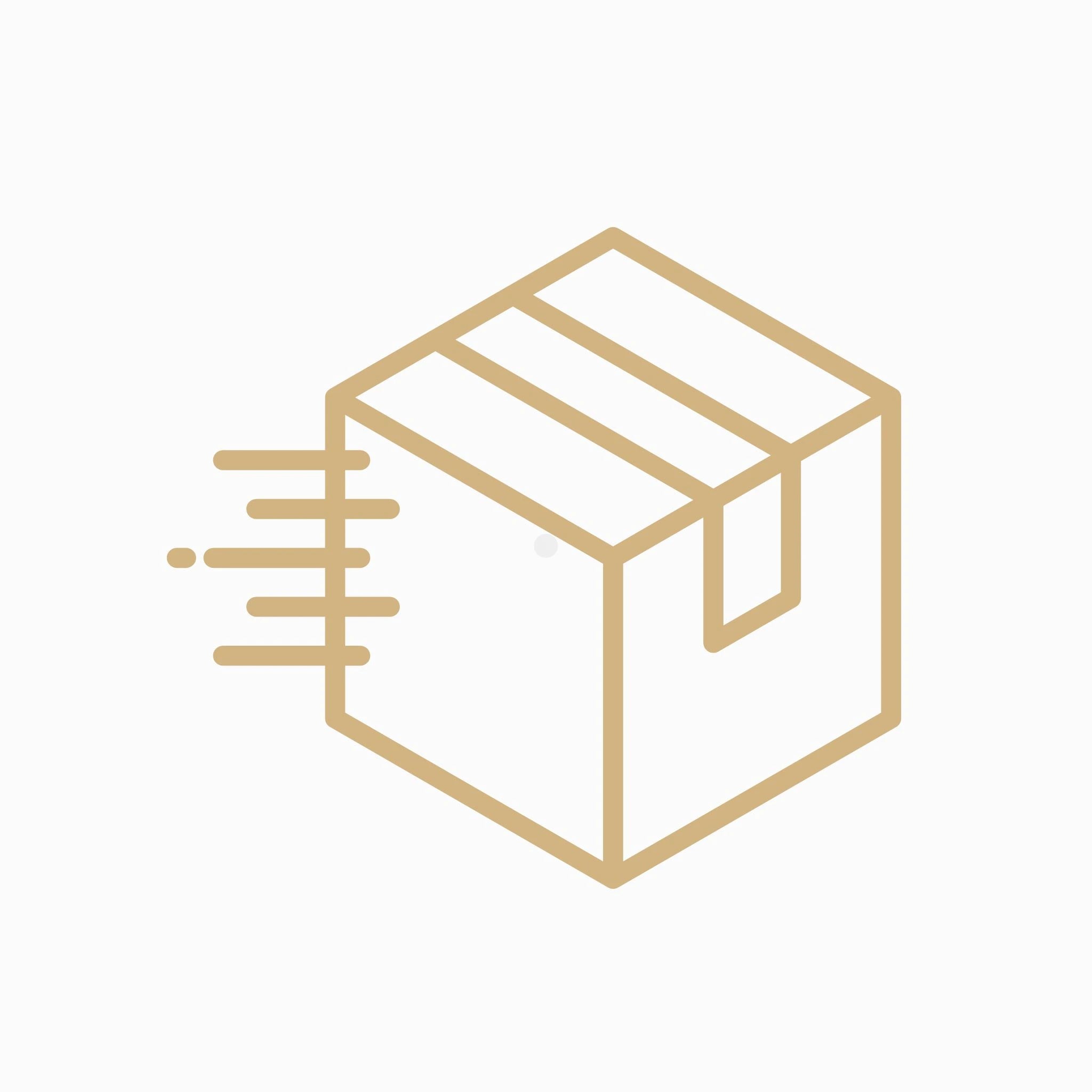 Shipping box icon with motion lines