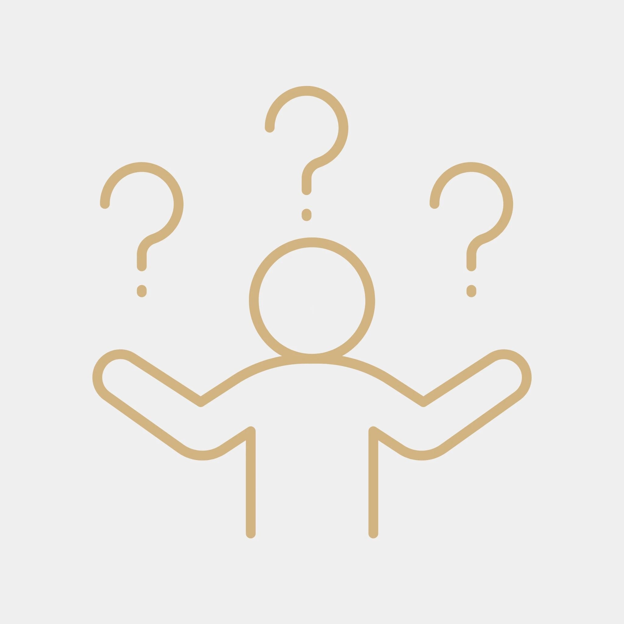 Confused person icon with question marks