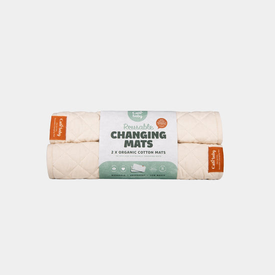 CaliWoods Reusable Changing Mats – 2-pack of organic cotton baby change mats, washable, absorbent, and low waste alternative to disposables NZ