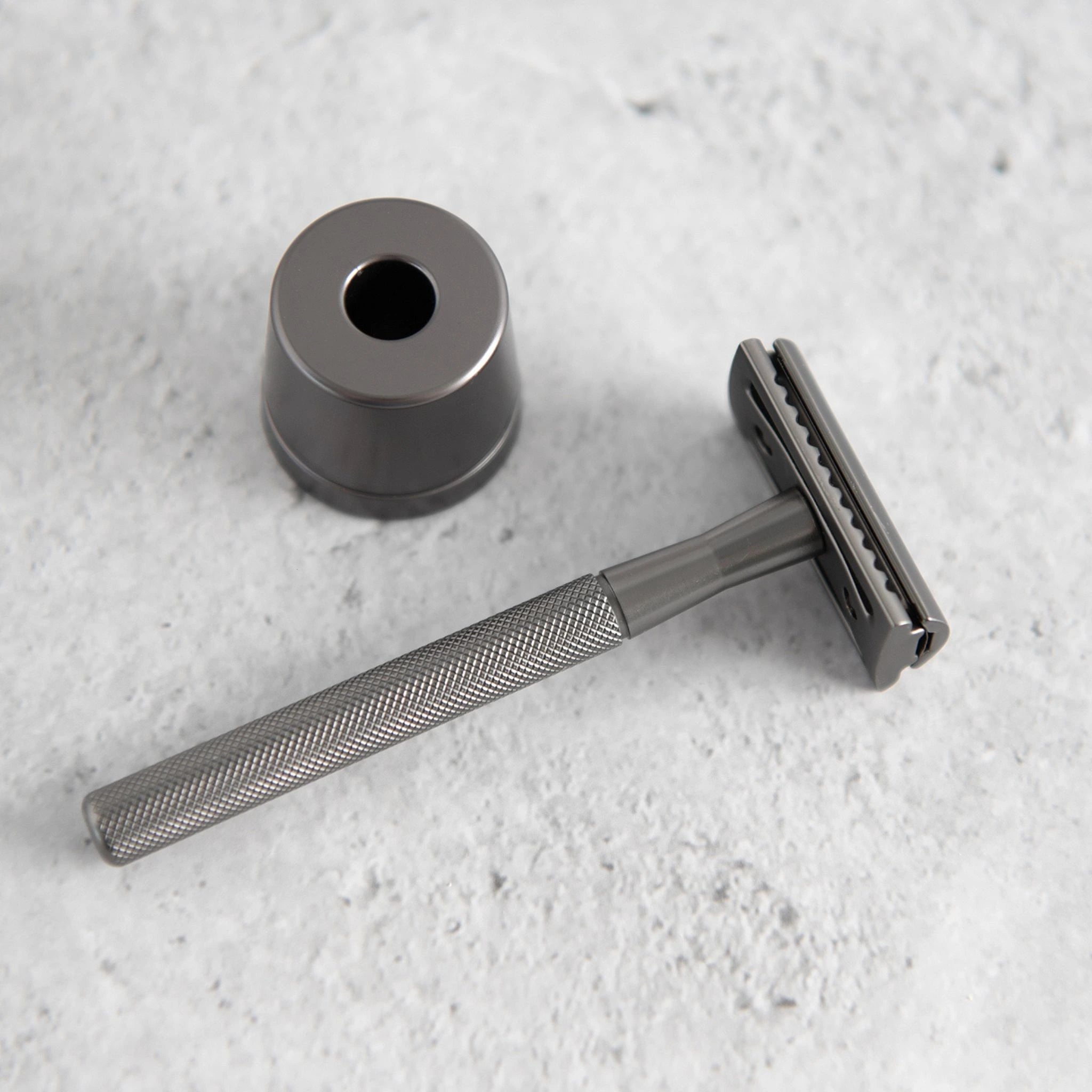 CaliWoods Slate Safety Razor with Matching Razor Stand – Reusable Plastic-Free Razor for Zero-Waste Shaving NZ