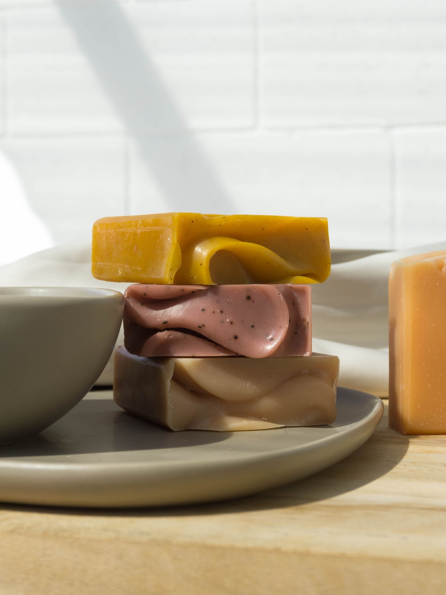 Fair + Square group shot of bodywash bars with Rosehip retreat bar
