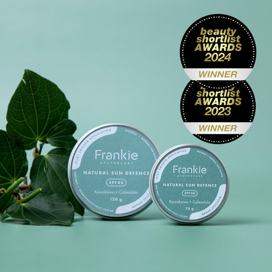 Frankie Apothecary Natural Sun Defence with awards badges