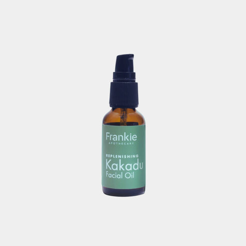Frankie Apothecary Replenishing Kakadu Facial Oil in 30ml amber glass bottle with pump dispenser.