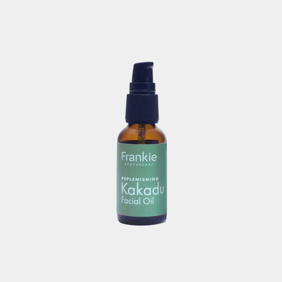 Frankie Apothecary Replenishing Kakadu Facial Oil in 30ml amber glass bottle with pump dispenser.