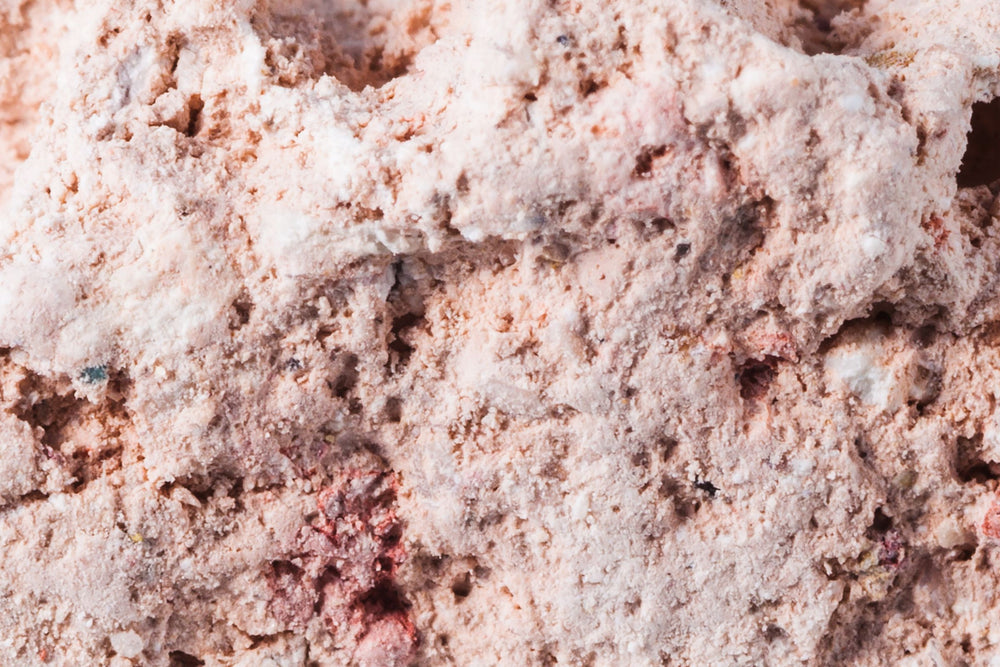 Close up of mineral rich kaolin clay used in purifying skincare and wellness formulations.