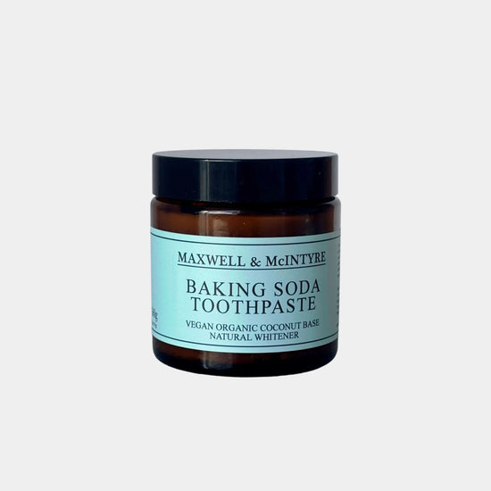 Maxwell & McIntyre Baking Soda Coconut Oil Toothpaste fluoride free natural oral care in amber jar NZ.