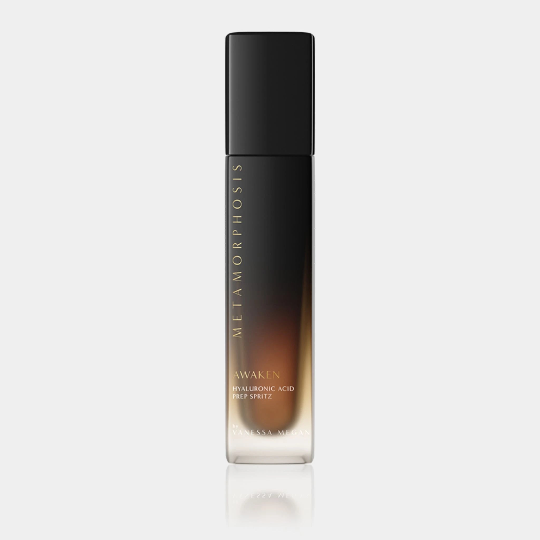 Front-facing bottle of Metamorphosis Awaken Hyaluronic Acid Prep Spritz by Vanessa Megan.