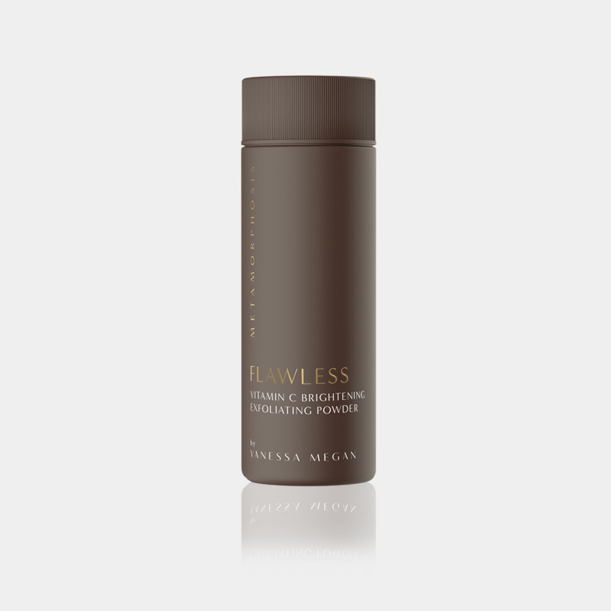 Metamorphosis Flawless Vitamin C Brightening Exfoliating Powder by Vanessa Megan, 100% natural exfoliant designed to brighten and smooth peri to post-menopausal skin.