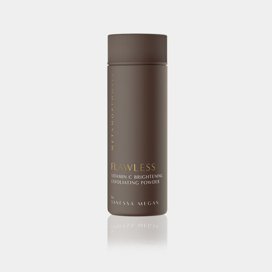 Metamorphosis Flawless Vitamin C Brightening Exfoliating Powder by Vanessa Megan, 100% natural exfoliant designed to brighten and smooth peri to post-menopausal skin.