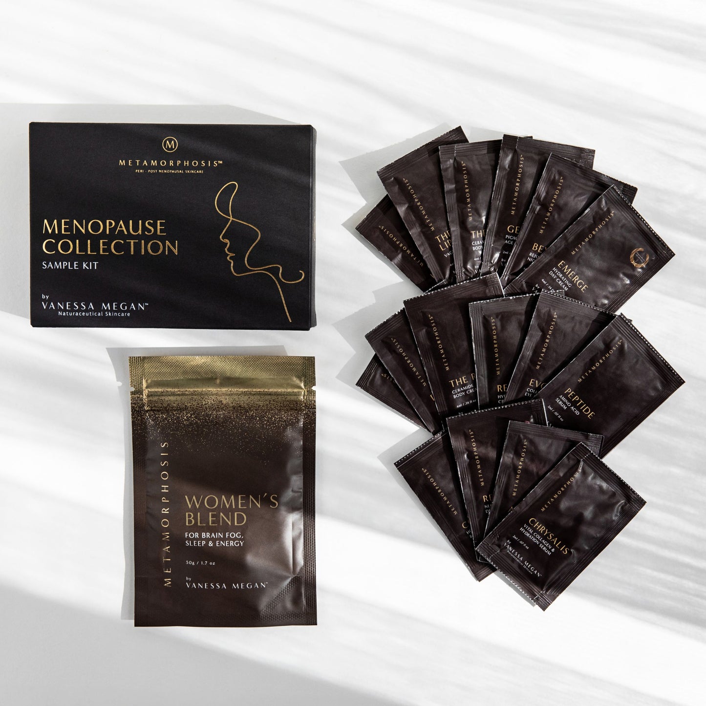 Metamorphosis Skincare Menopause Collection Sample Kit by Vanessa Megan  – includes Women’s Blend and individual skincare sachets for peri to post-menopausal support