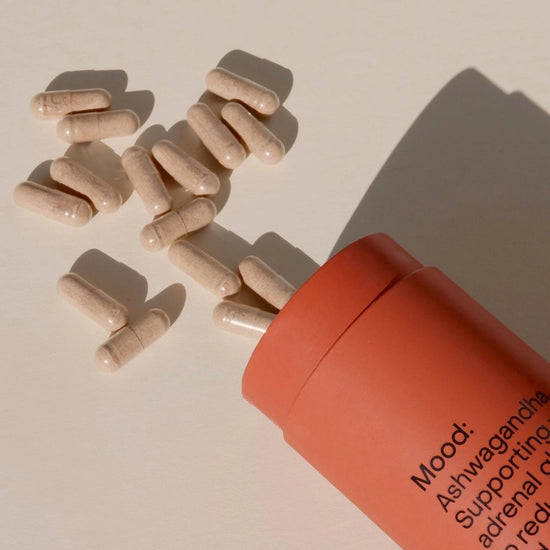 Mother Made Mood Ashwagandha Capsules loose from packaging for daily mood support