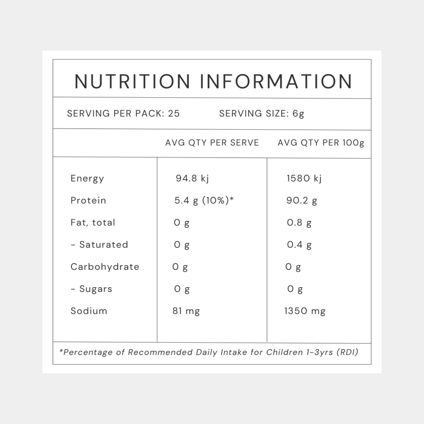 Norish NutriDense Meal Booster nutrition information 