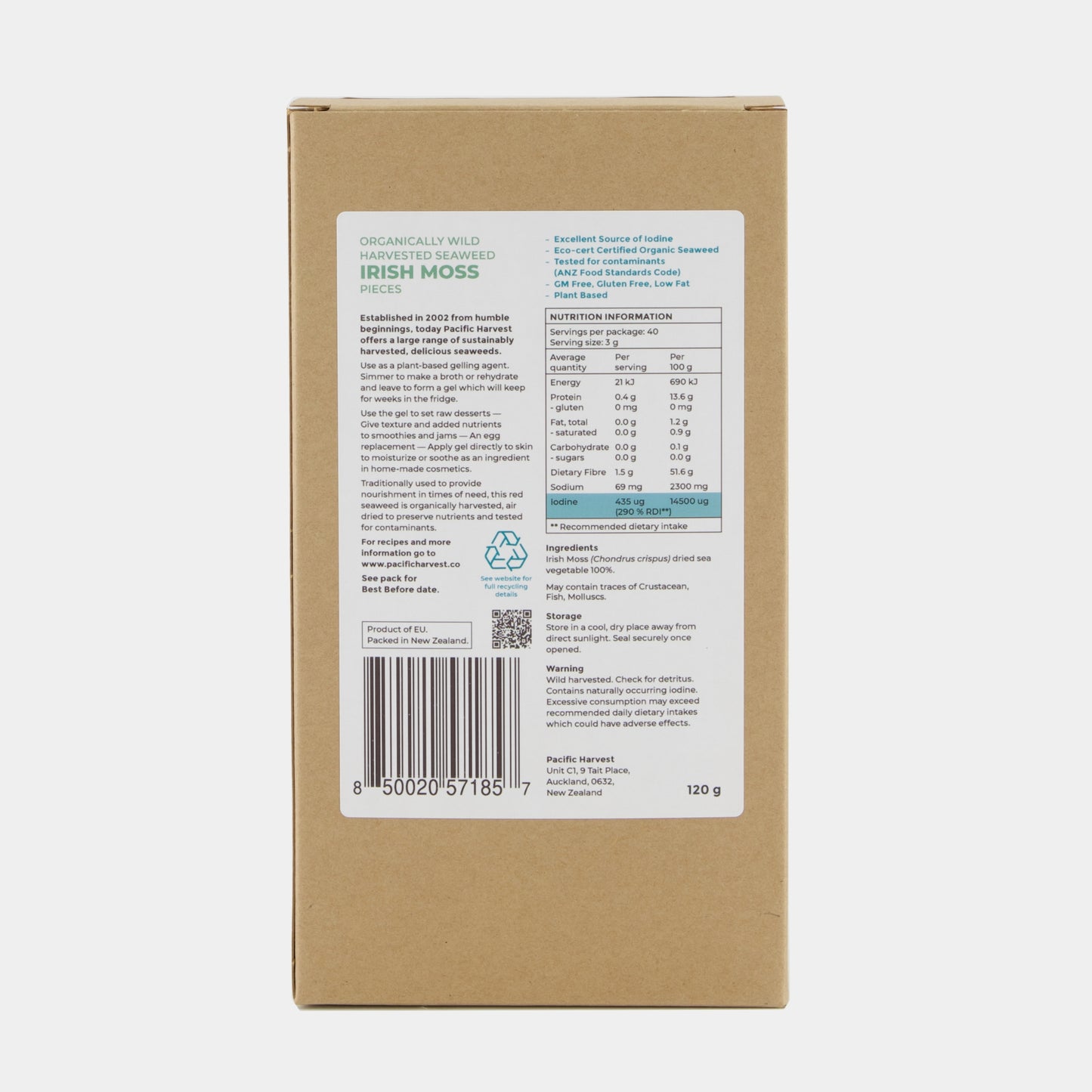 Pacific harvest Irish moss 120G Back