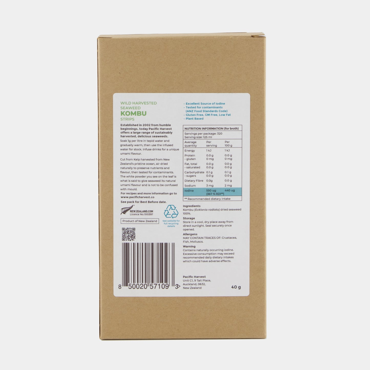 Pacific harvest Kombu Stirps 40G pack box