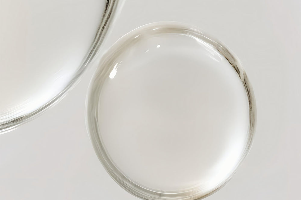 Clear plant-derived squalane oil texture, a hydrating and skin-softening skincare ingredient.