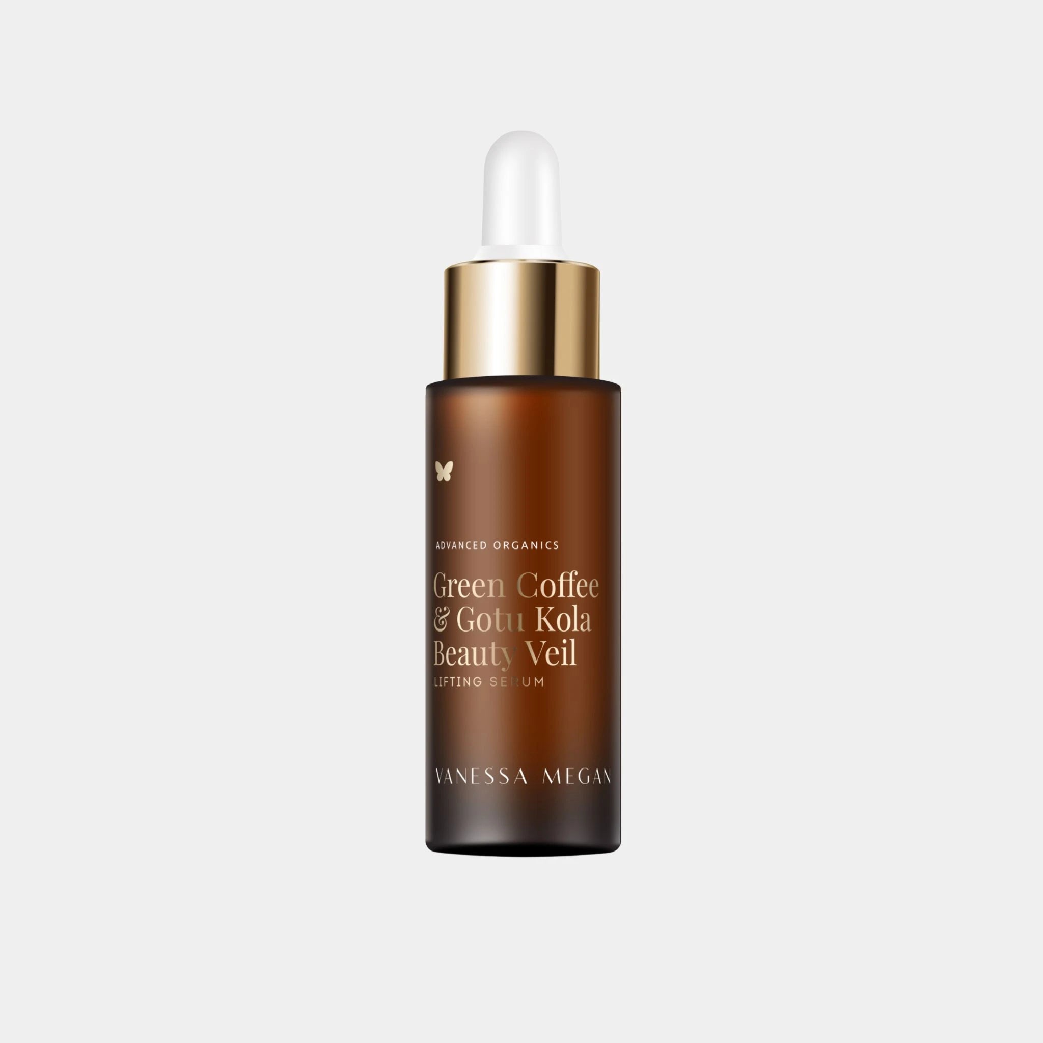 Vanessa Megan Green Coffee & Gotu Kola Beauty Veil Lifting  Face Serum 30ml dropper bottle – natural lifting serum with peptides and botanicals
