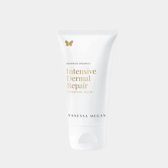Vanessa Megan Intensive Dermal Repair Moisture Balm  for dry, irritated, or sensitive skin in its eco-friendly 100% sugarcane tube packaging.