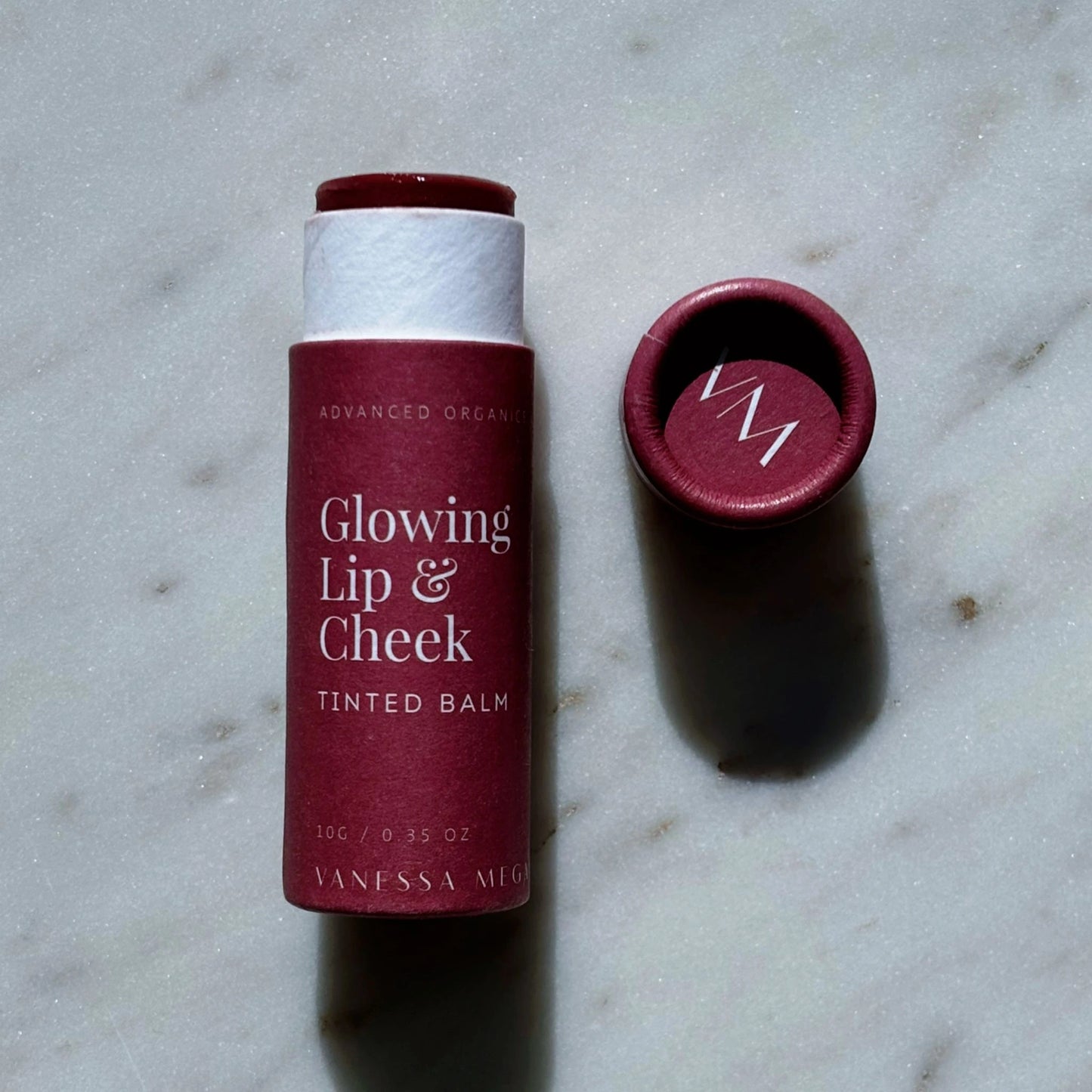 Vanessa Megan Glowing Lip and Cheek Tint in compostable tube