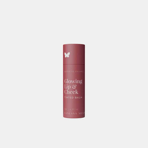 Vanessa Megan Glowing Lip & Cheek Tinted Balm in compostable tube, natural pigment for lips and cheeks.