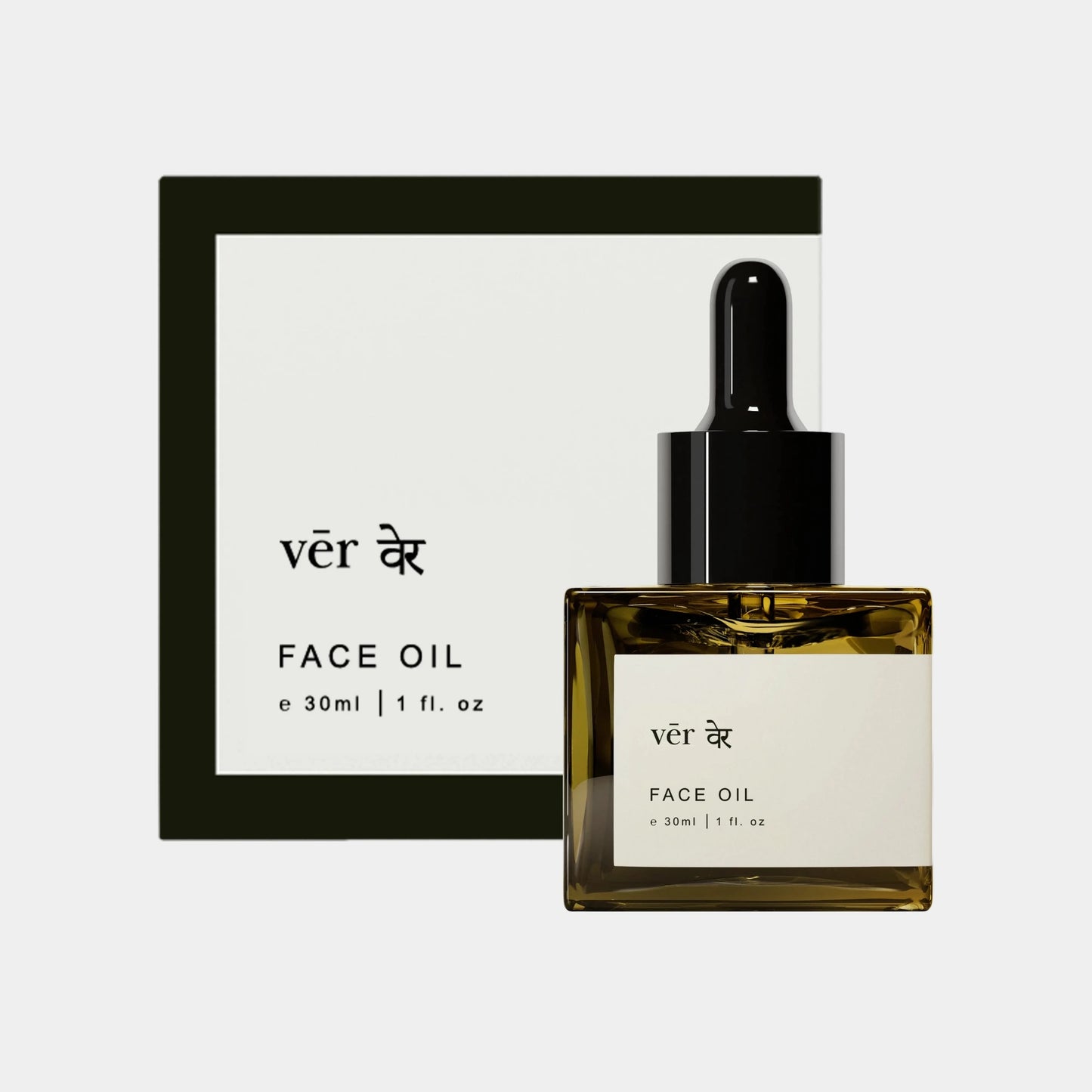 vēr वेर Face Oil in premium packaging, a 100% natural and nutrient-dense skincare essential for restoring skin balance and vitality